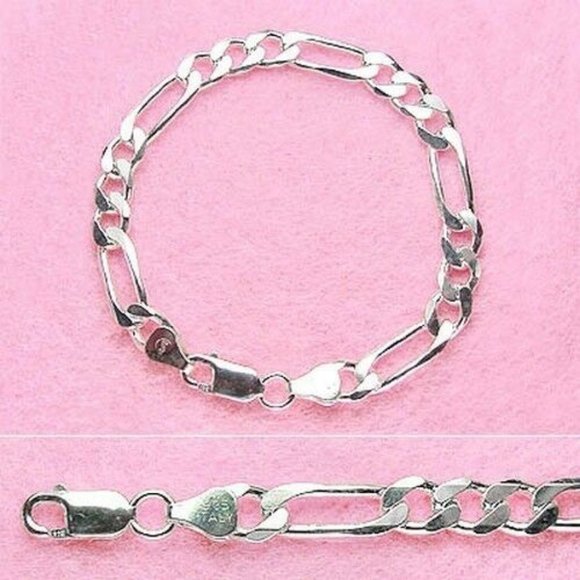 Sterling Silver 7" figaro Woman's Bracelet - Picture 1 of 1